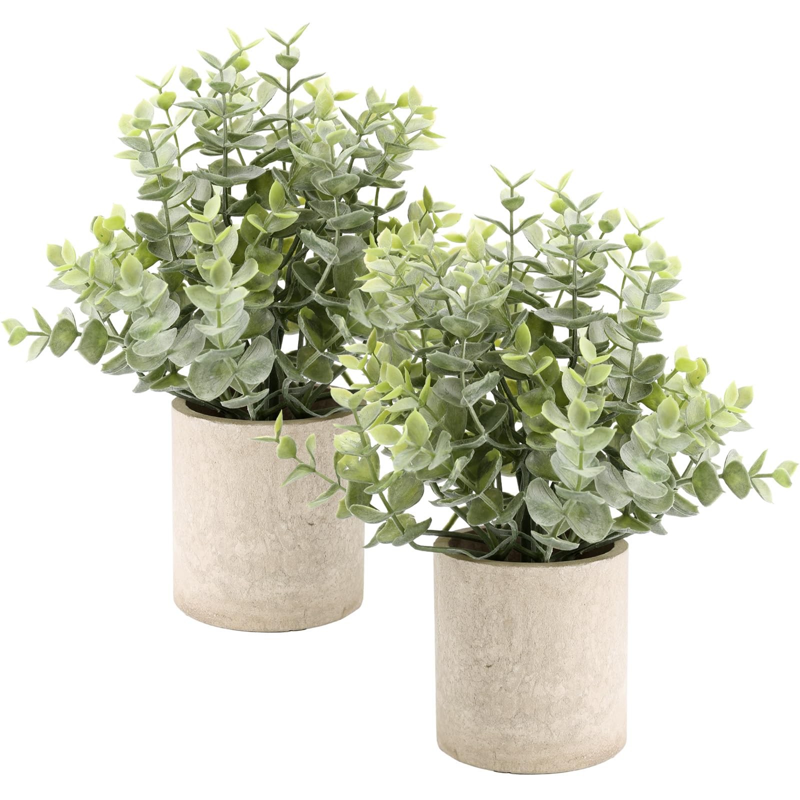 2 PCS Small Fake Artificial Eucalyptus Plant Indoor Pulp Pot Bathroom Decor