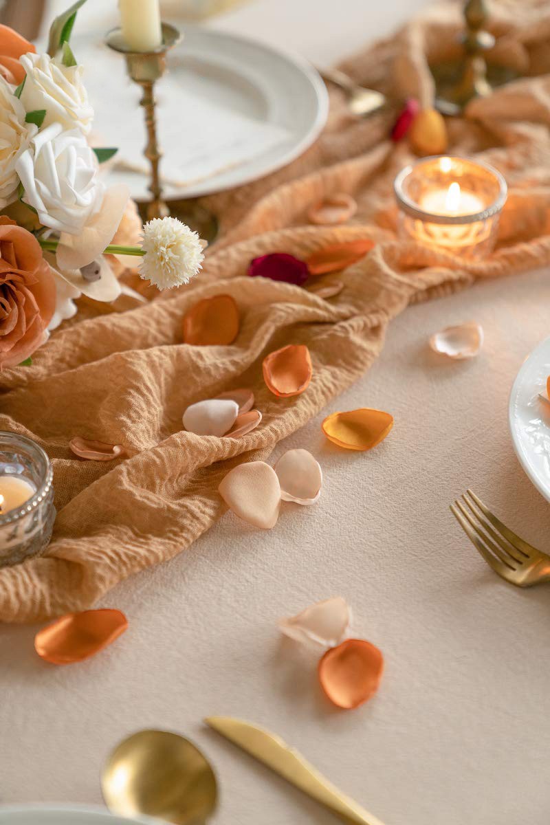 200 Silk Rose Petals, Artificial Wedding Scatter for Events, Orange