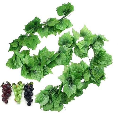 12 Strands 90 ft Artificial Fake Grape Vines with 3 Strings Grapes, Hanging