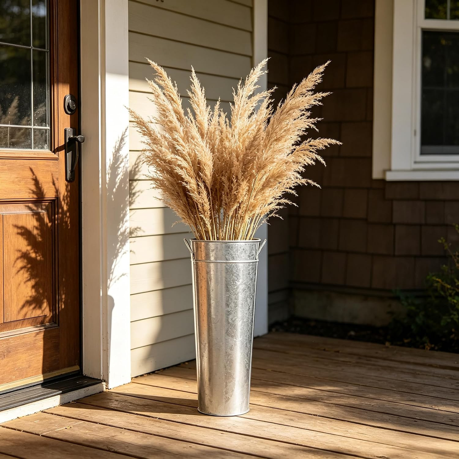 Galvanized French Bucket Vase with Handles 6″ Dia X 15″ H- Perfect for Weddings,