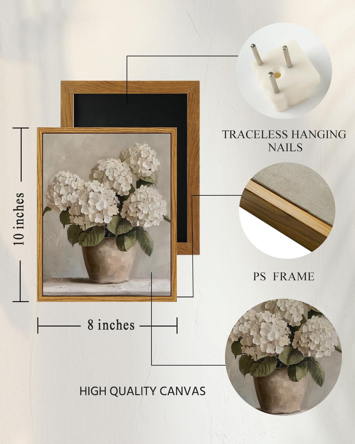 Hydrangea Flower Painting lbs Retro Home Decor lbs 8×10 lbs Brown