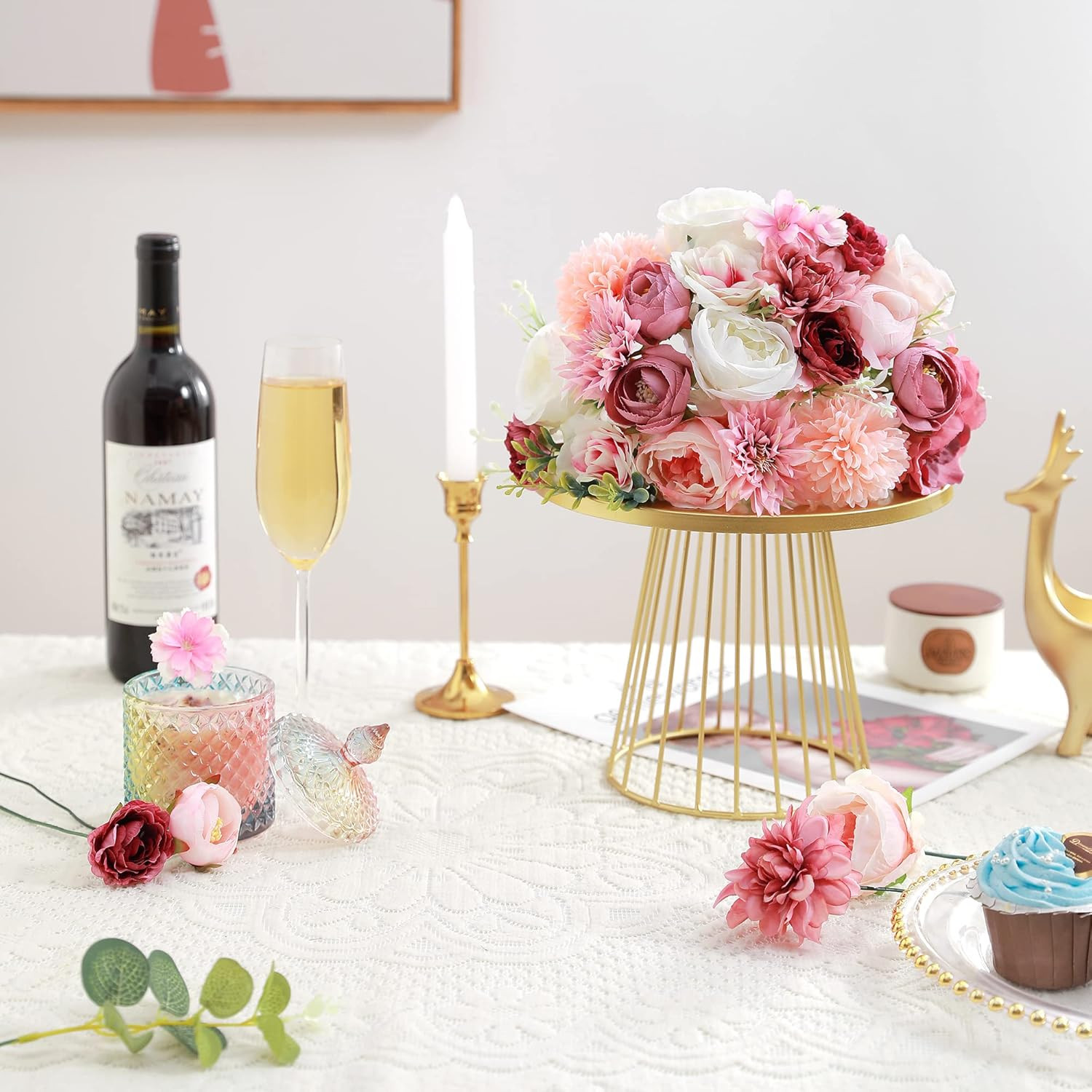 Artificial Flowers Combo, Fake Flowers for DIY Tables Centerpieces Baby Shower B
