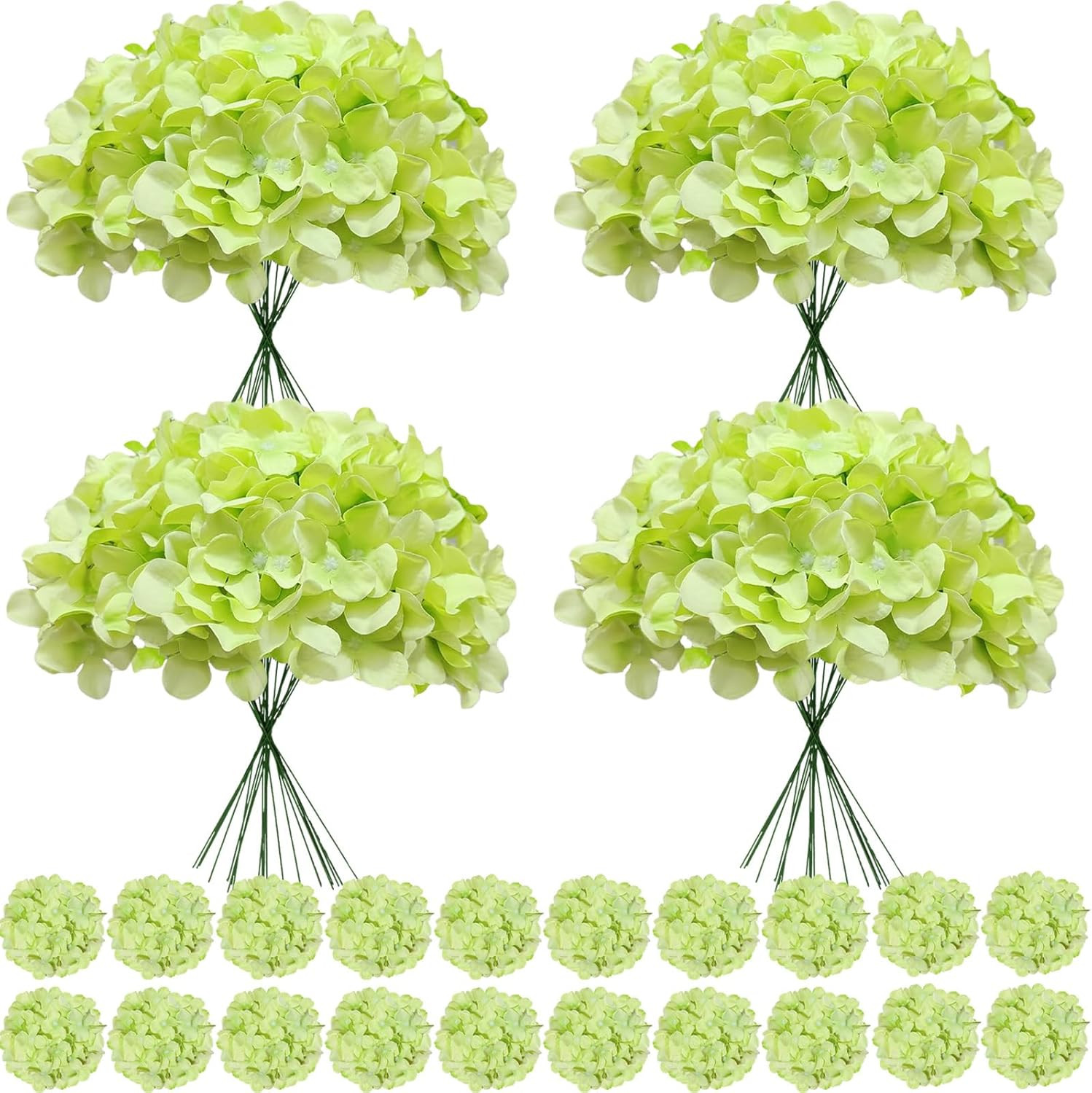 100 Pcs Faux White Hydrangea Artificial Flowers Bulk, Fake Silk Hydrangea Flower
