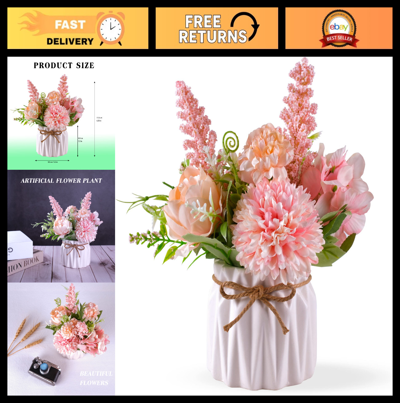 Pink Artificial Potted Flower – Faux Hydrangea Desktop Decor for Home & Office