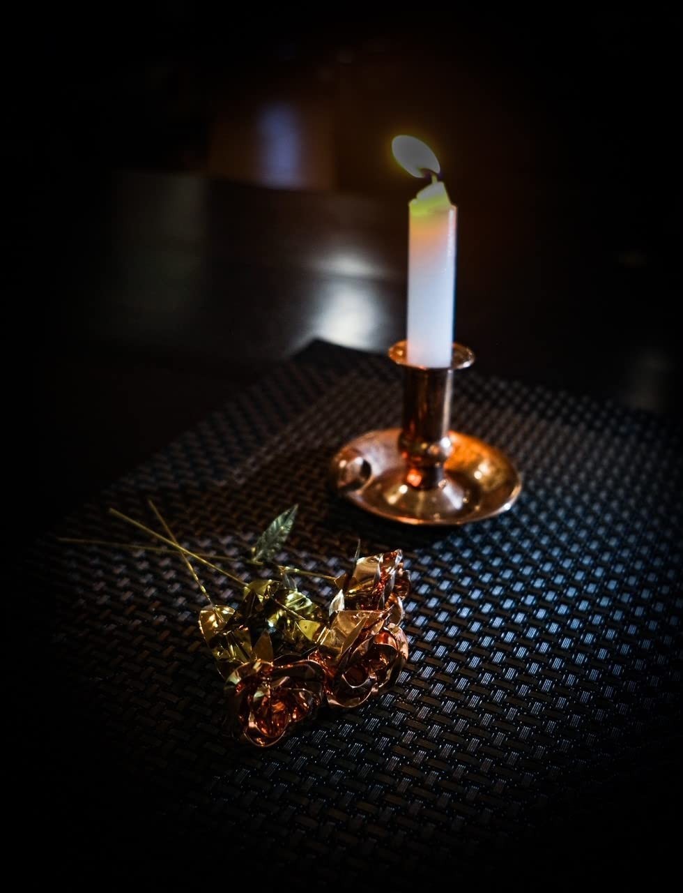 6.5 Inch Golden Metal Rose Flower, Hand Forged Copper Rose Sculpture, Wedding…