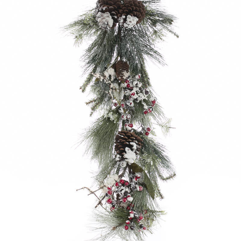 Bulk Case of 6 Snowy Holiday Artificial 24″ Pine Drop Swags