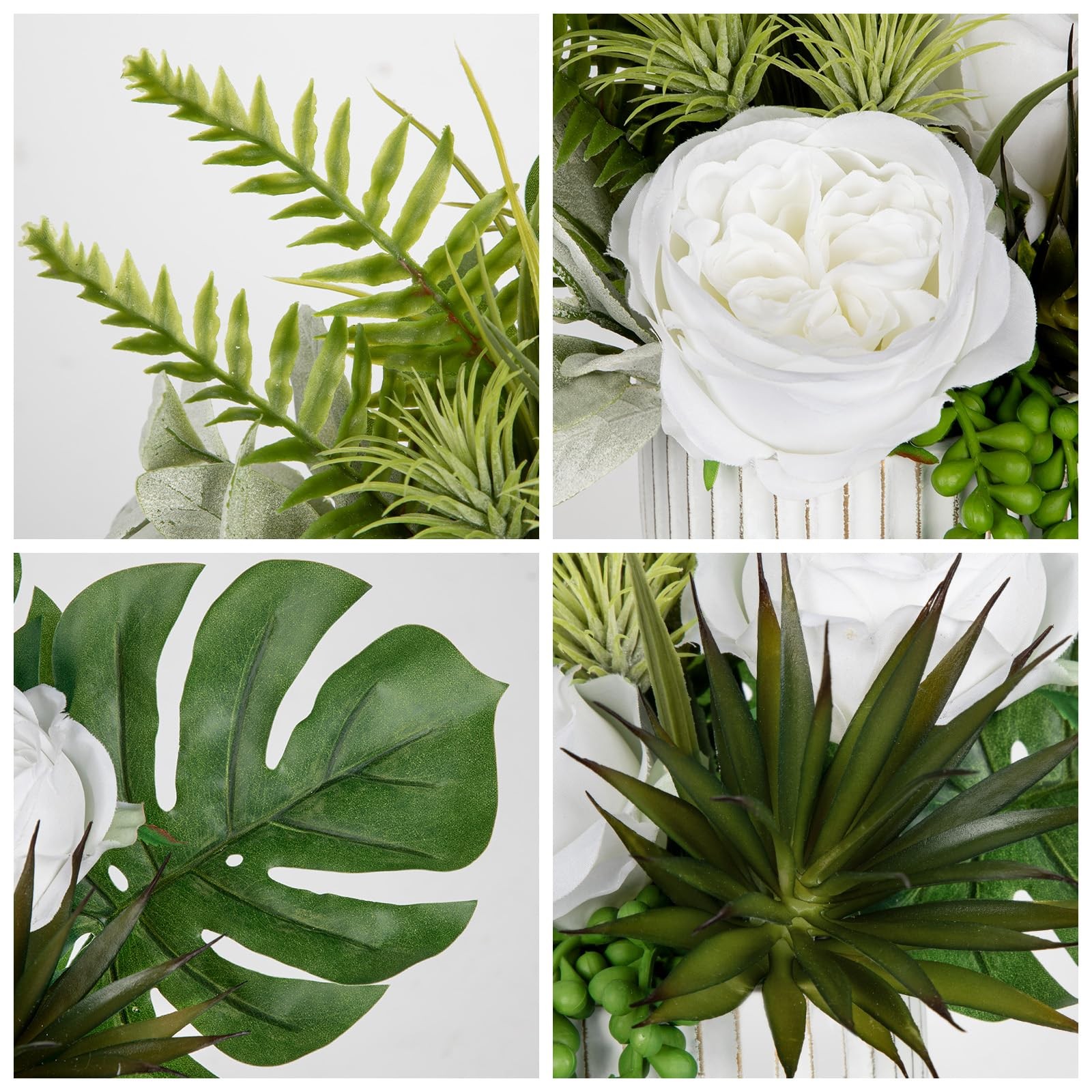 Faux Peony with Pot Small Table Plant Fake Flowers in White Vase for Home Dec…