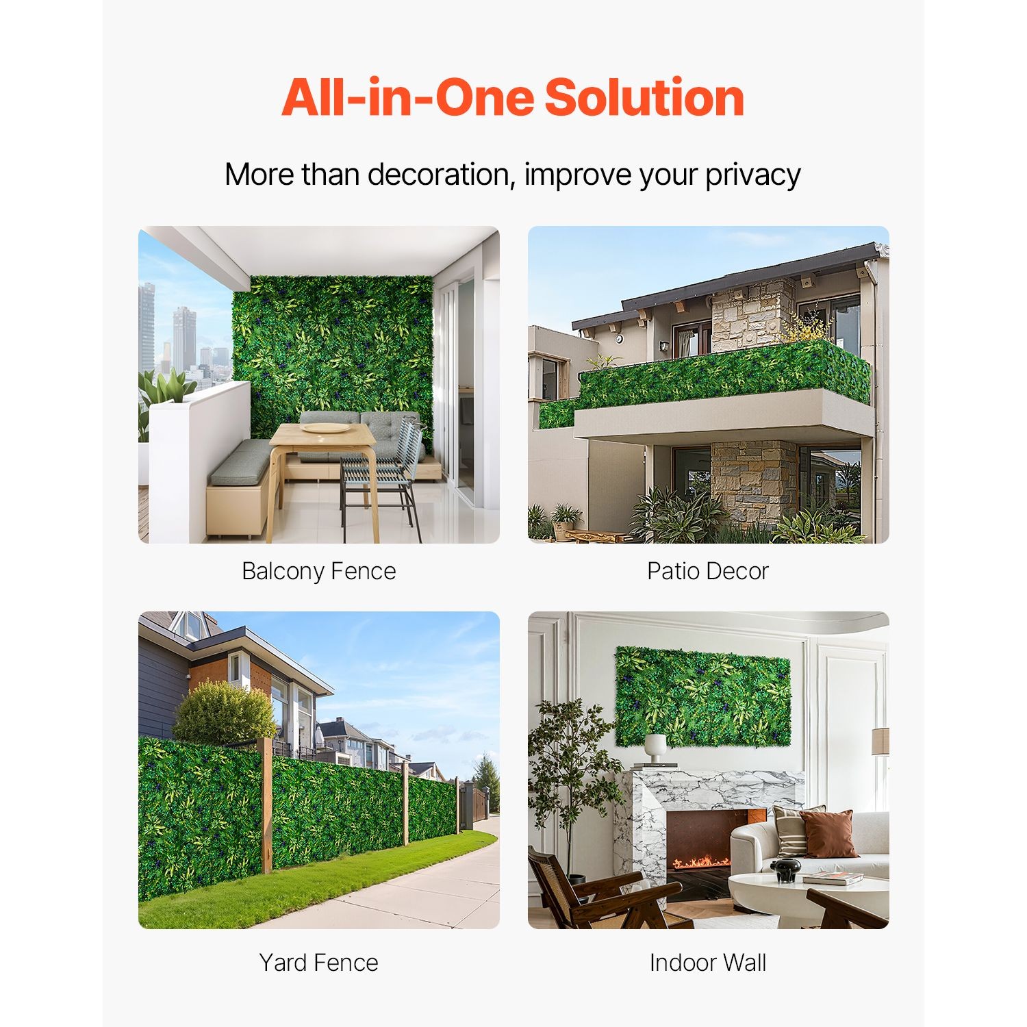 3D Artificial Grass Wall Panels 12PC 20x20in for Indoor Outdoor Green Decor