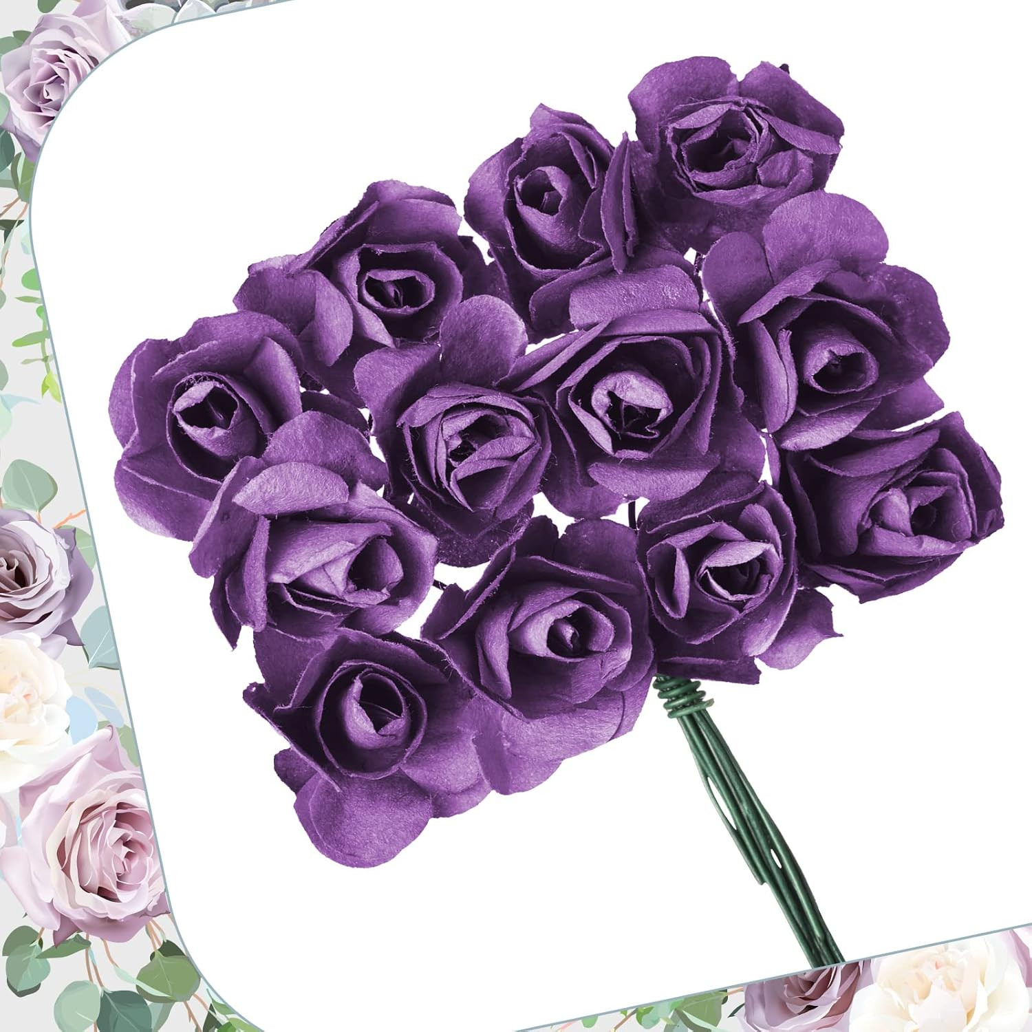132 Pcs Artificial Mini Rose Fake Mixed Color Paper Flower Handmade Small Flower