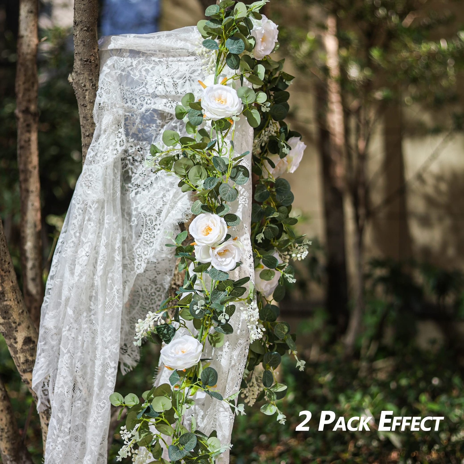 Der Rose 4 Pcs 13Ft Artificial Eucalyptus Flower Garland with Fake Silk Rose …