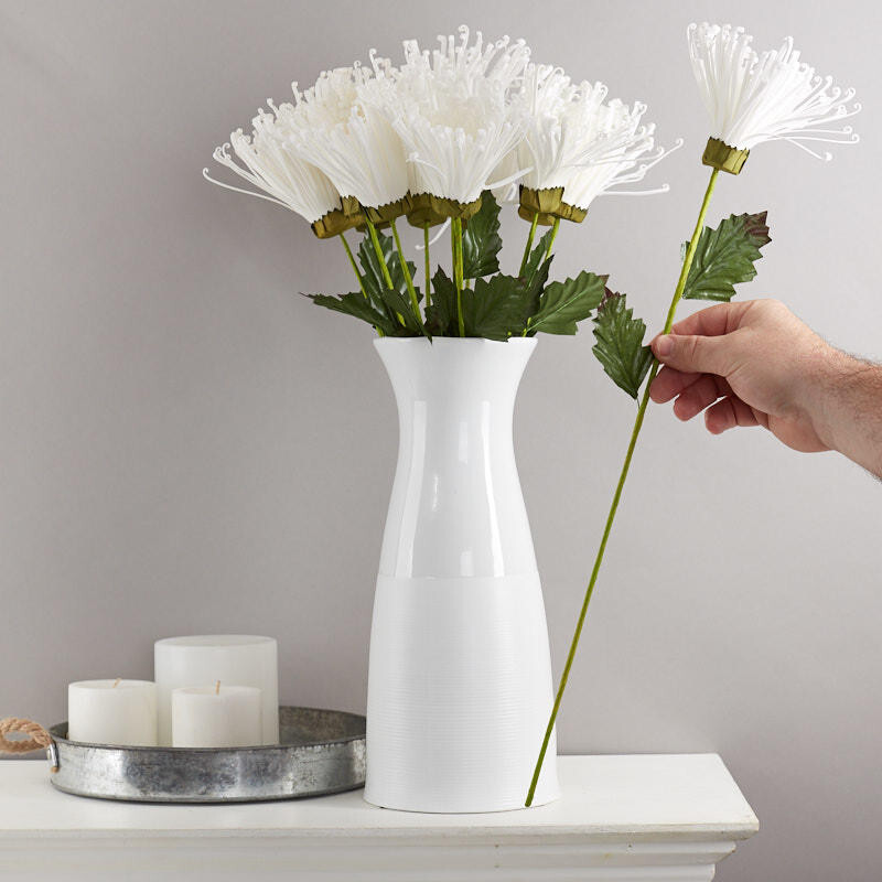 Set of 12 White Artificial Fuji Mum Stems