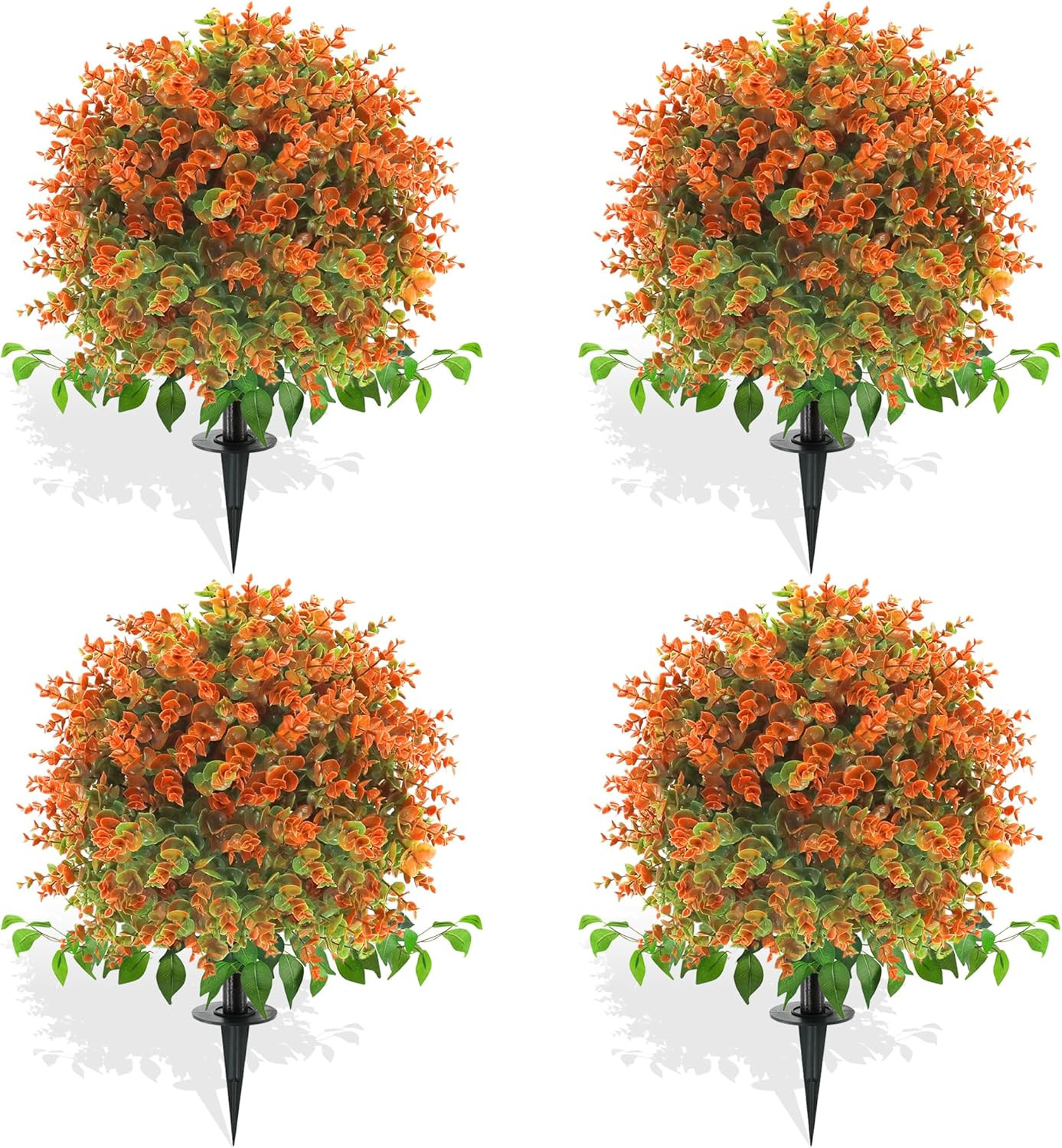 28″ Eucalyptus Fall Flower Bush with Stakes – Autumn Décor for Garden & Porch