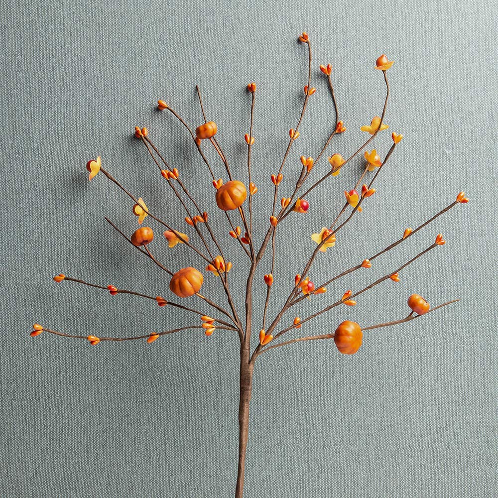 6 Pack Fall Stems 17″ Tall Orange Pumpkin Picks Fall Branches for Vases Cente…