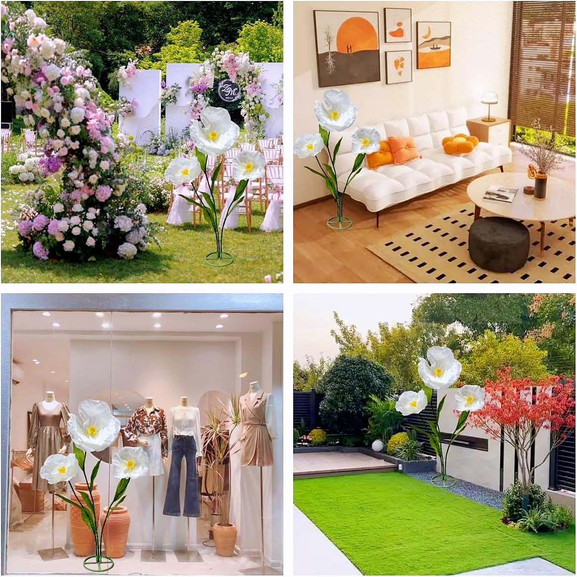 Giant White Artificial Flowers for Weddings, Parties & Home Decor 5.9 Ft