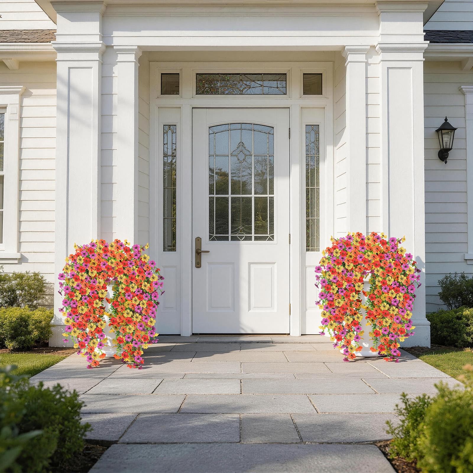 Artificial Hanging Flowers for Outdoors, 6PCS Faux Silk Artificial Flowers fo…