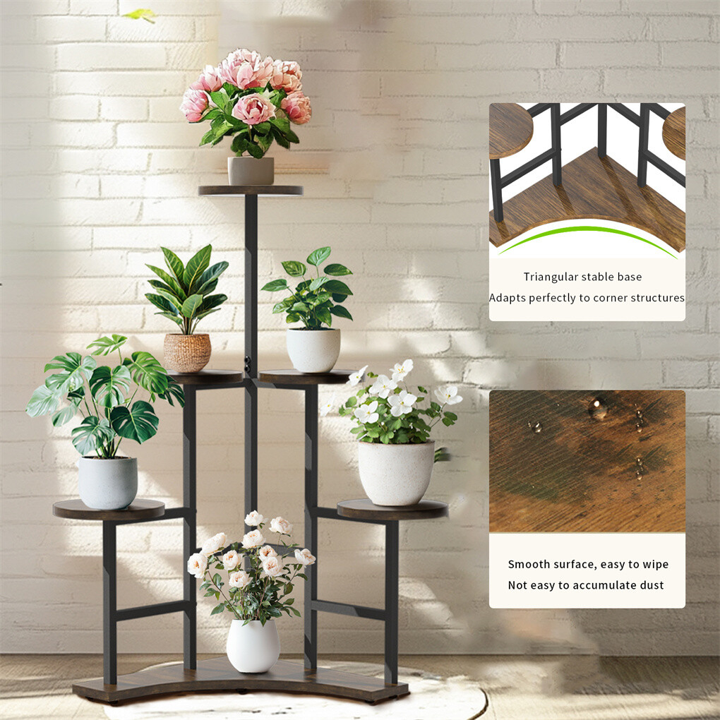6 Tiers Triangle Corner Plant Stand Flower Pots Holder Rack Indoor Outdoor Patio