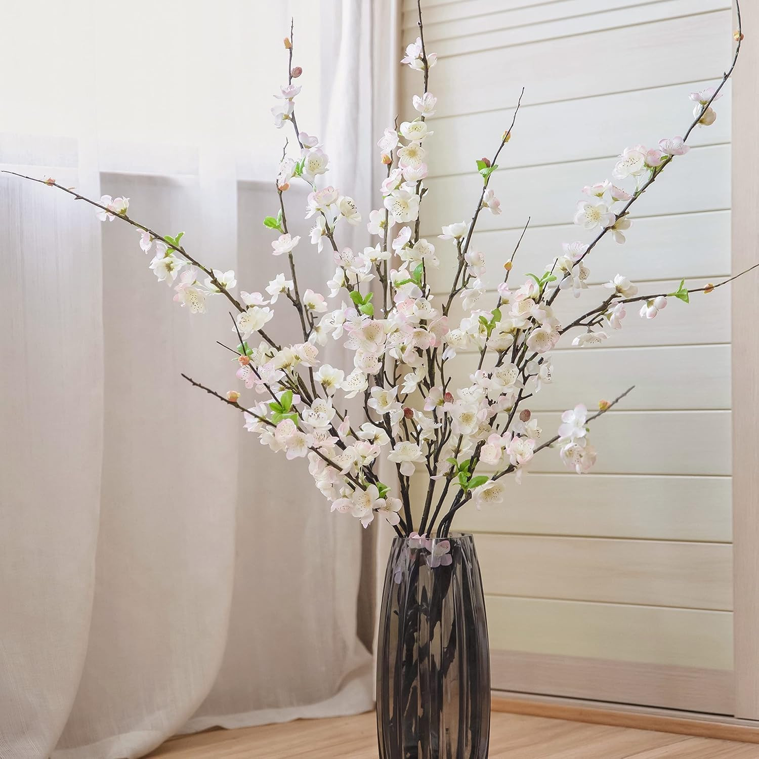 3PCS Artificial Magnolia Flowers Stems for Spring Decoration, Faux Champagne Mag