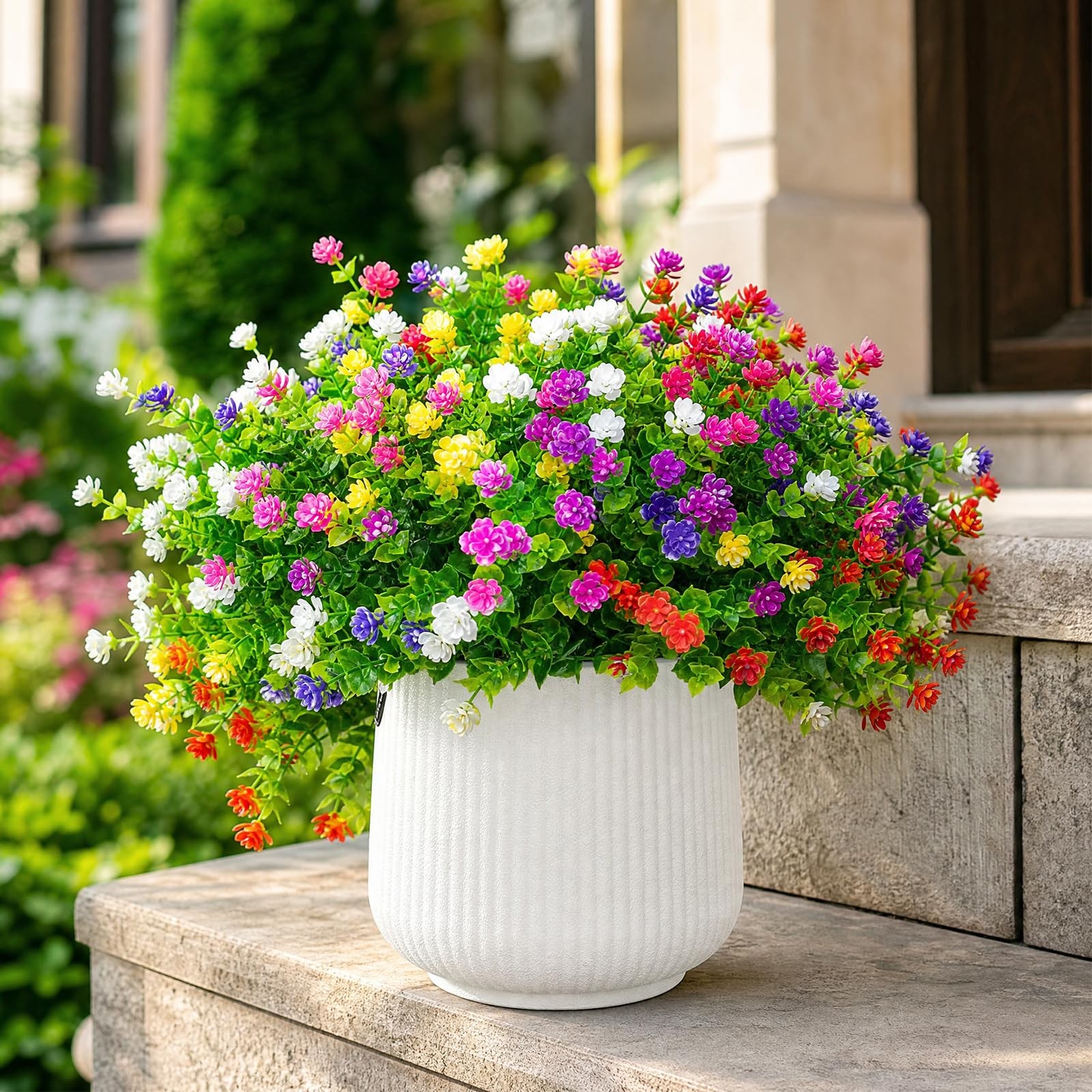 12 Bundles Artificial Flowers for Outdoors, No Fade Fake Plastic Flowers, UV …