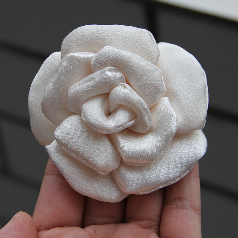 8cm Colorful Handmade Fabric Camellia Flowers Burned Edge Camellia For Crafts
