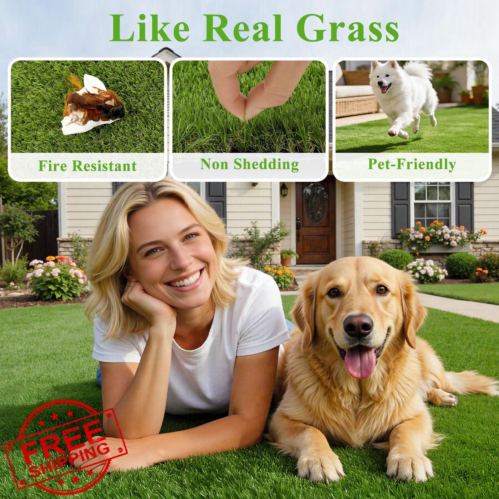 HEBE Artificial Grass 2’x6′ Green/Yellow