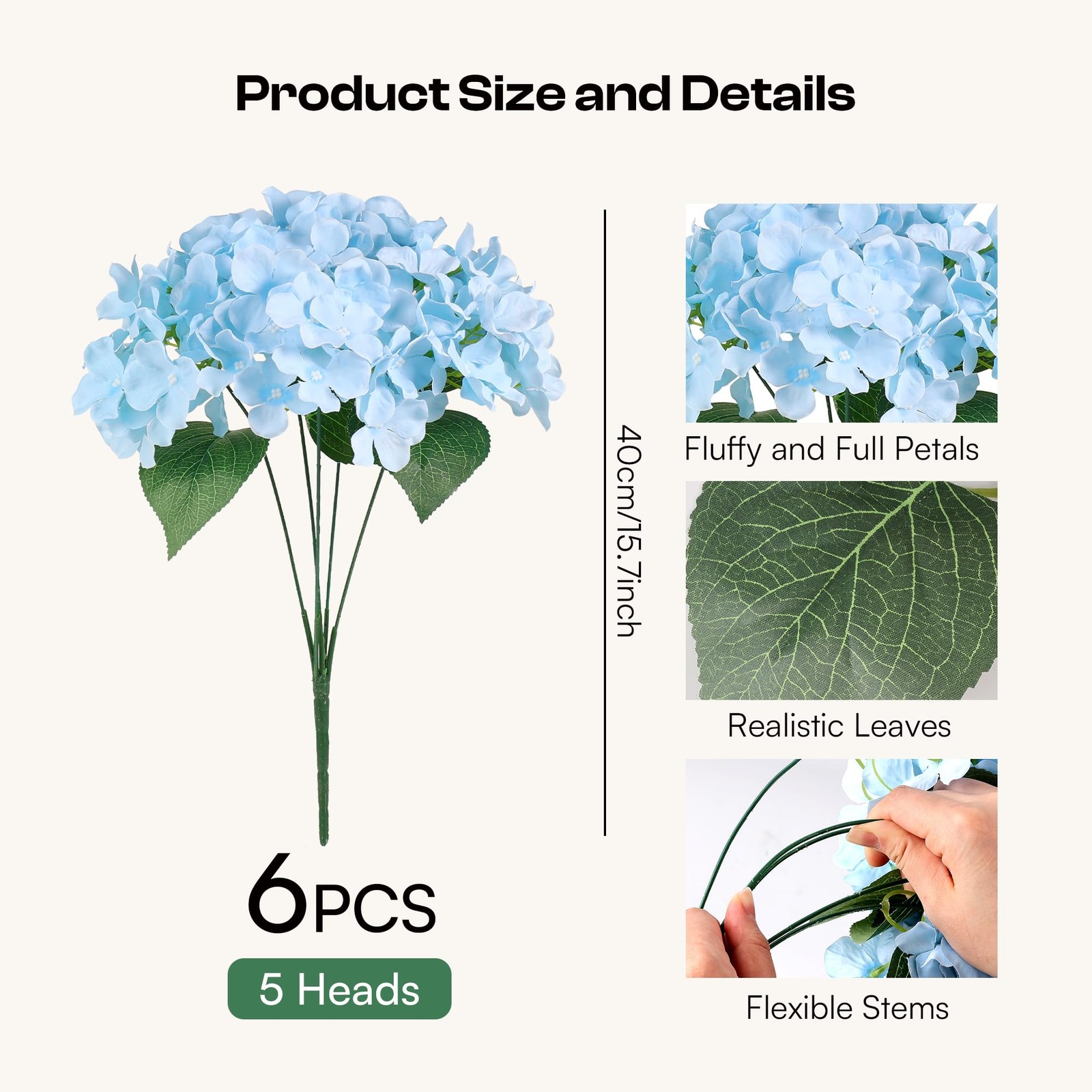 6 Bundles Hydrangea Artificial Flowers for Outdoors and Indoor, Bulk 30 Heads…