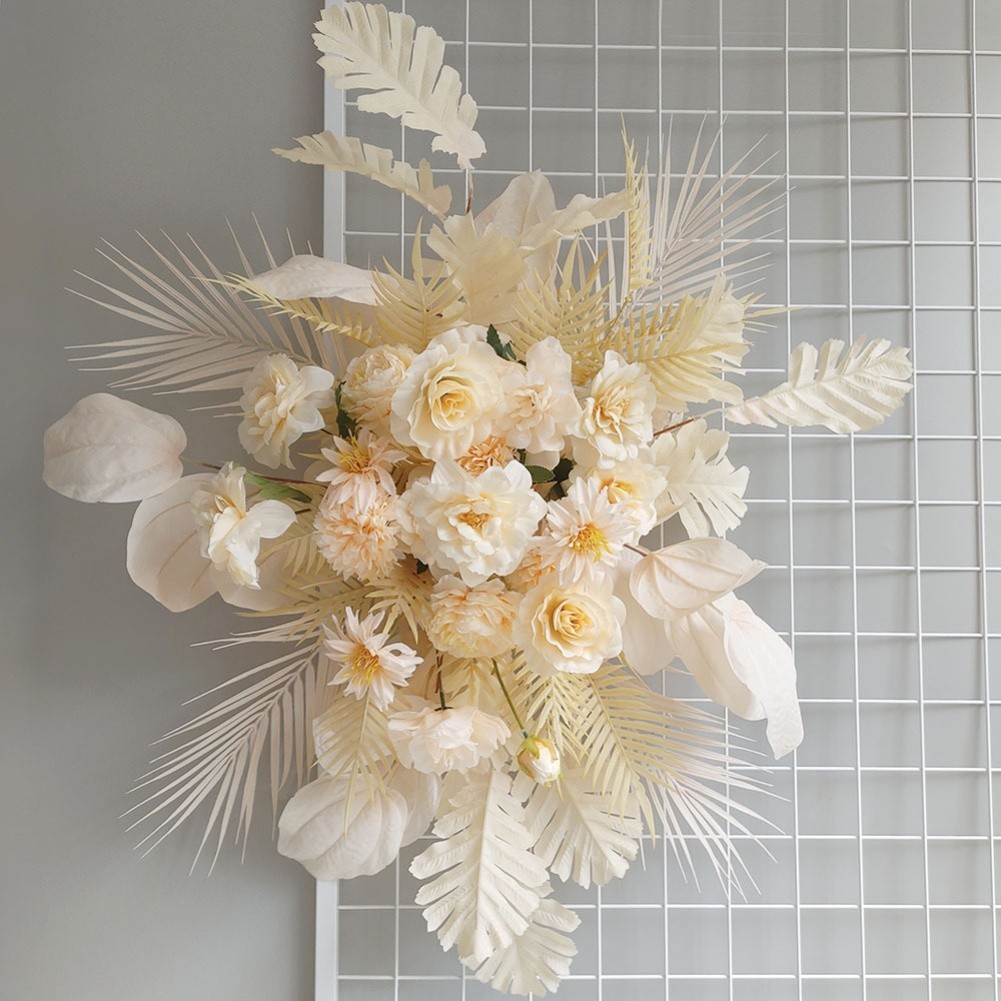 Faux Flower Arrangement for Wedding Decor White Pink Yellow Blue 100 by 70 cm