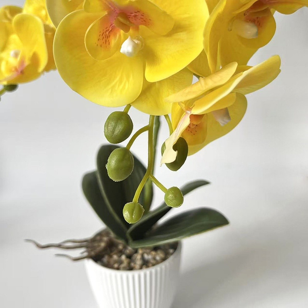 For Home Decor Fake Butterfly Orchid in Stone Pot 16.53in/42cm No Maintenance