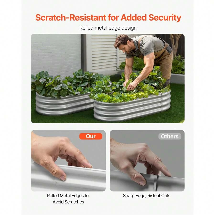 Metal Raised Garden Bed 4 X 2 1 Ft Oval Outdoor Galvanized Planter Box Open