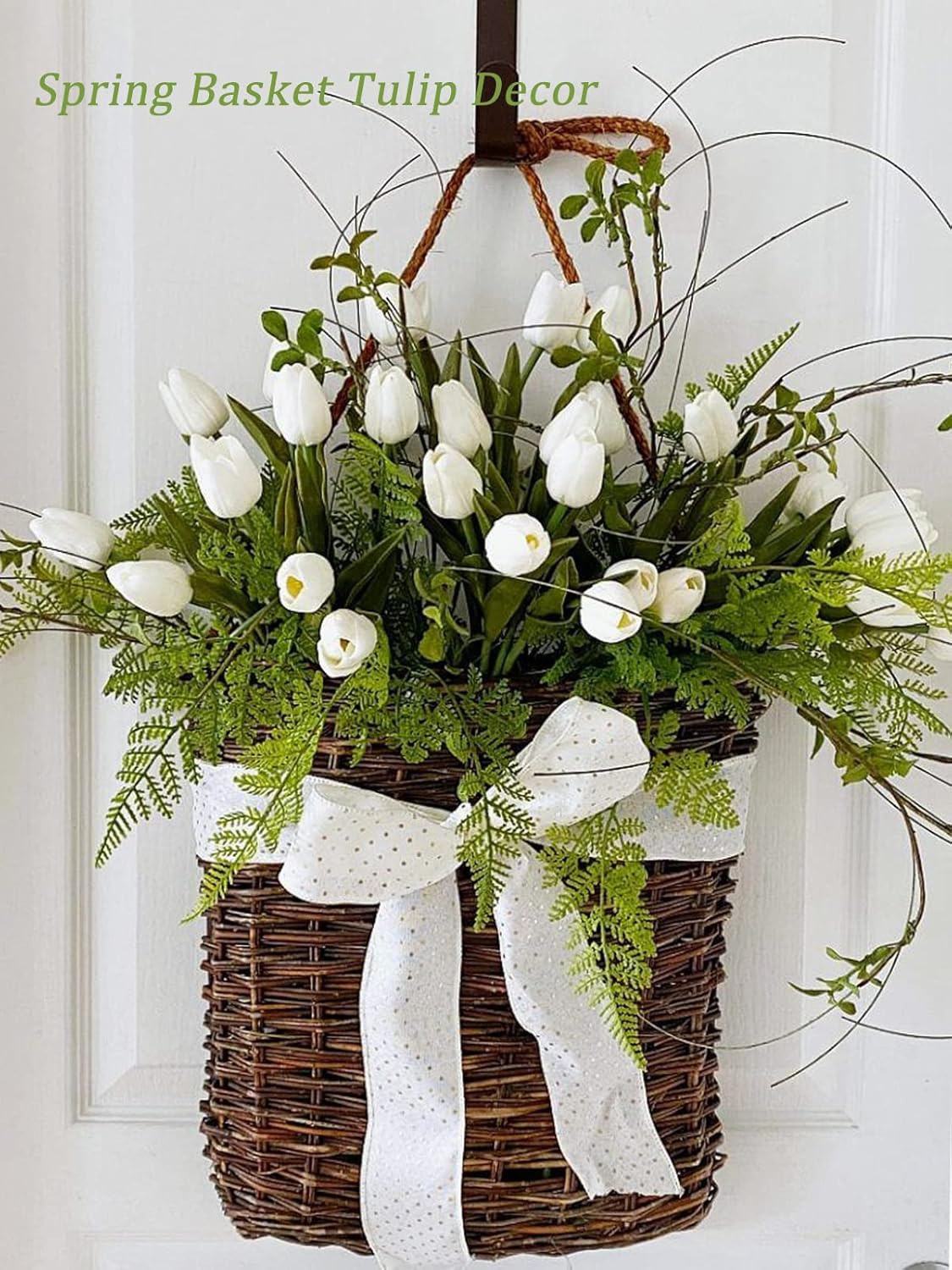 White Tulips Artificial Flowers 18Pcs Faux Silk Tulip Real Touch Tulip Fake Flow