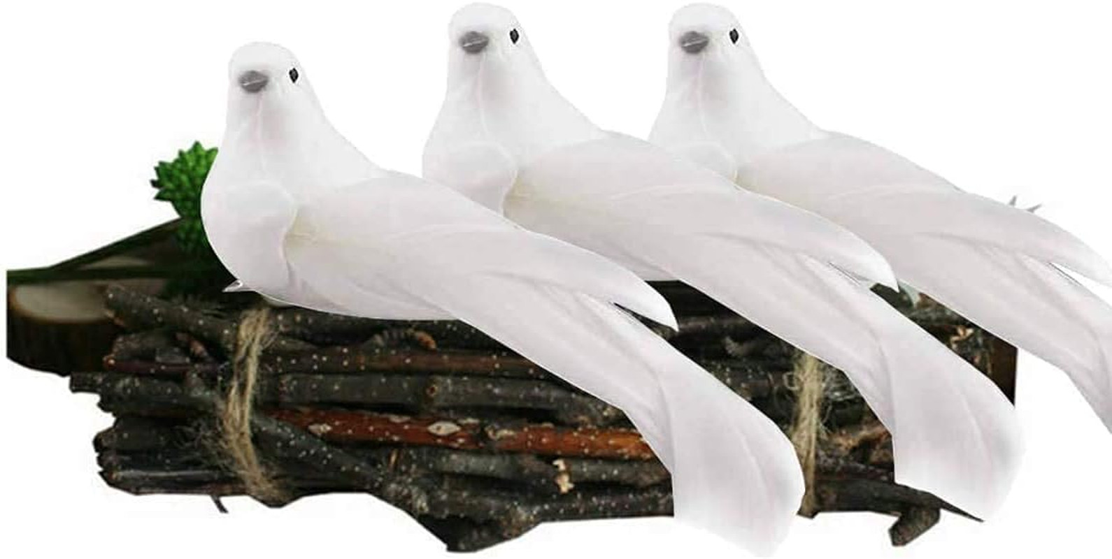 Artificial Birds, 12 Pcs Artificial White Doves Simulation Foam White Feathered