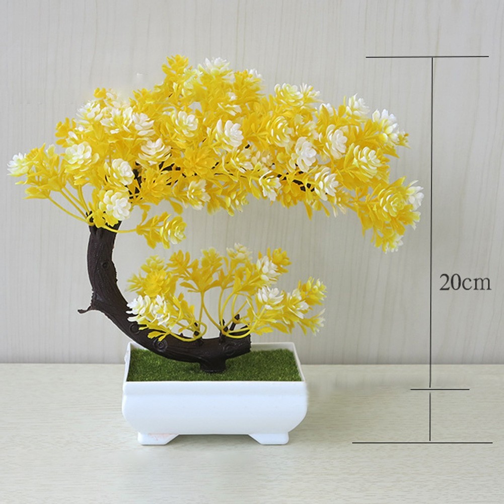Faux Green Bonsai Tree Small Floral Art Decorative Plant for Office Desk Space