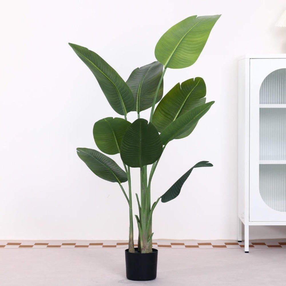 1 pc Green Leaves Potted Artificial Plant Large Banana Tree plastic fake Décor