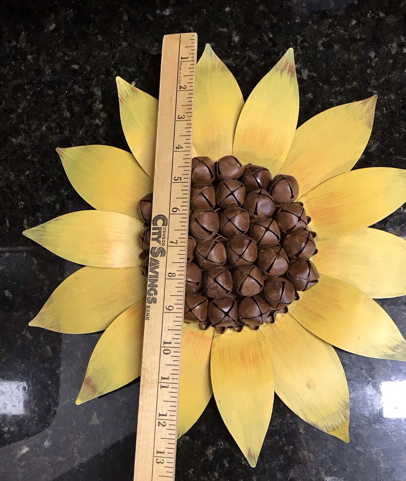Sunflower Metal Garden Decor Outdoor Indoor Wall Art Bell Center 13.5″ Rare