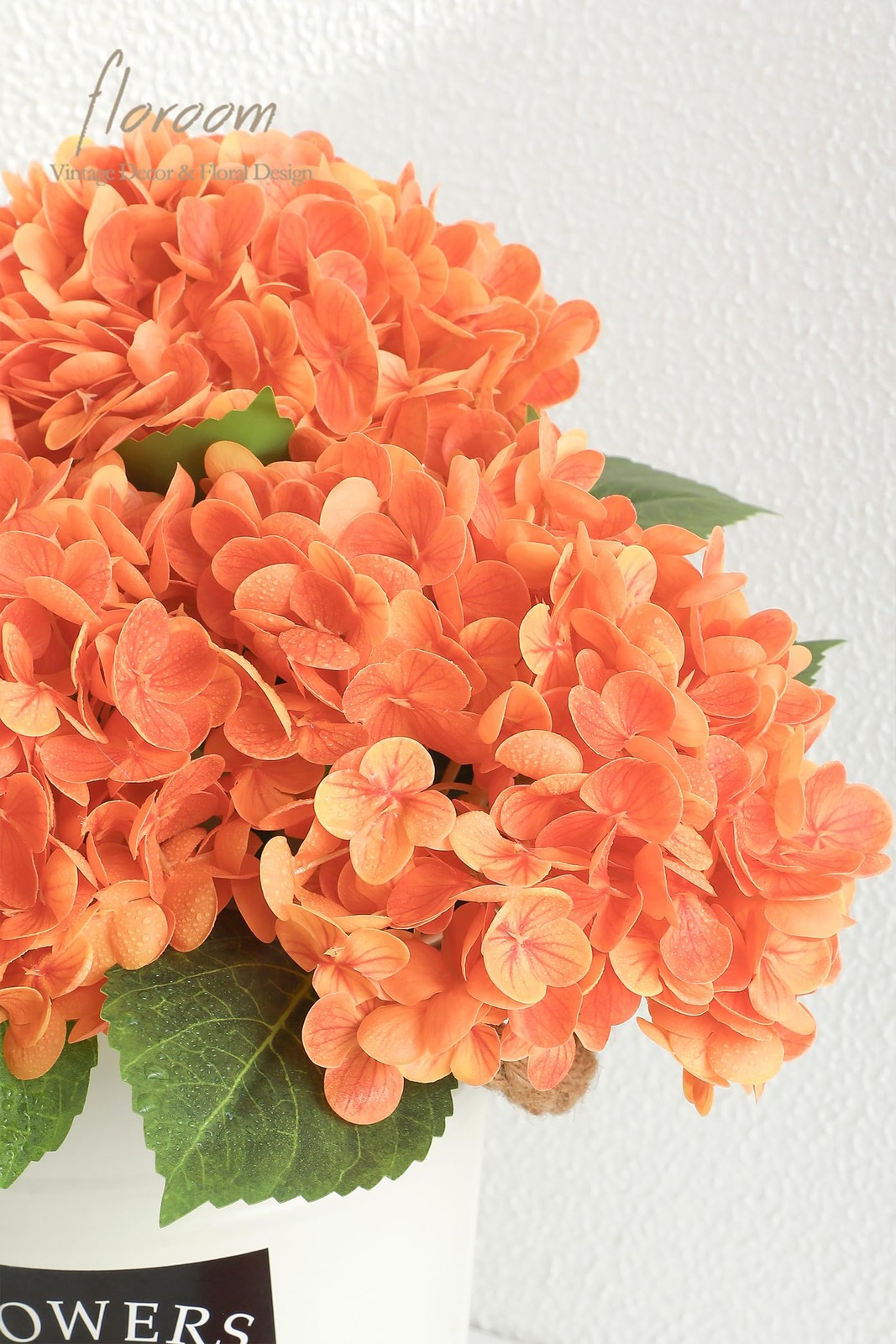 4 Pcs Real Touch Burnt Orange Hydrangea Artificial Flowers, 20″ Full Faux Hyd…