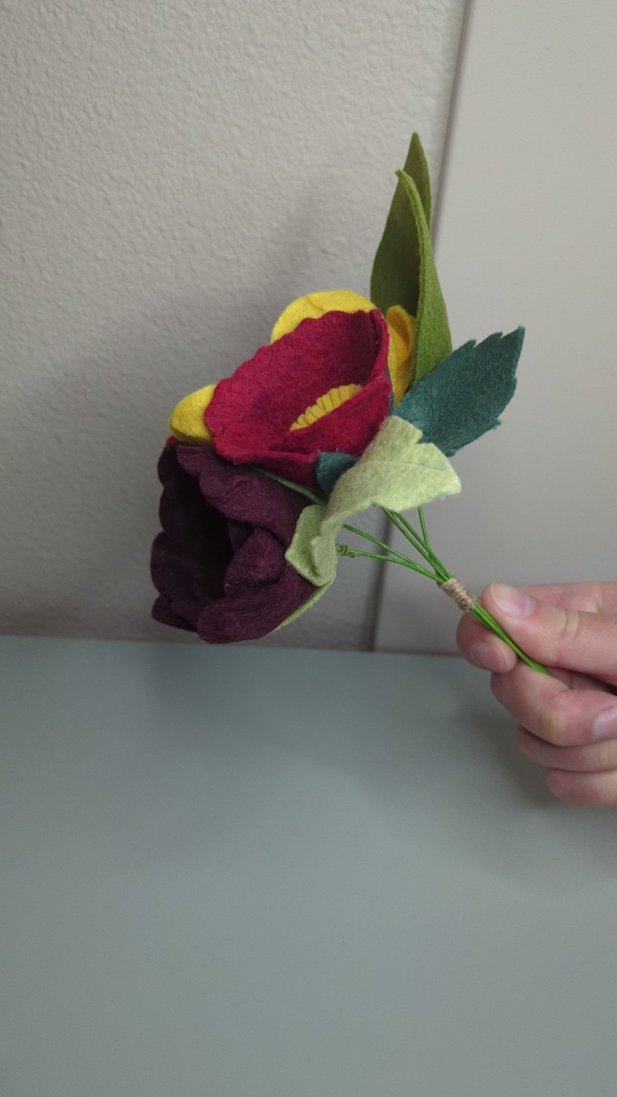 Beautiful Hand Cut Wool Blend Felt Flower Bouquet Gift Wrapped/Great Gift Idea!