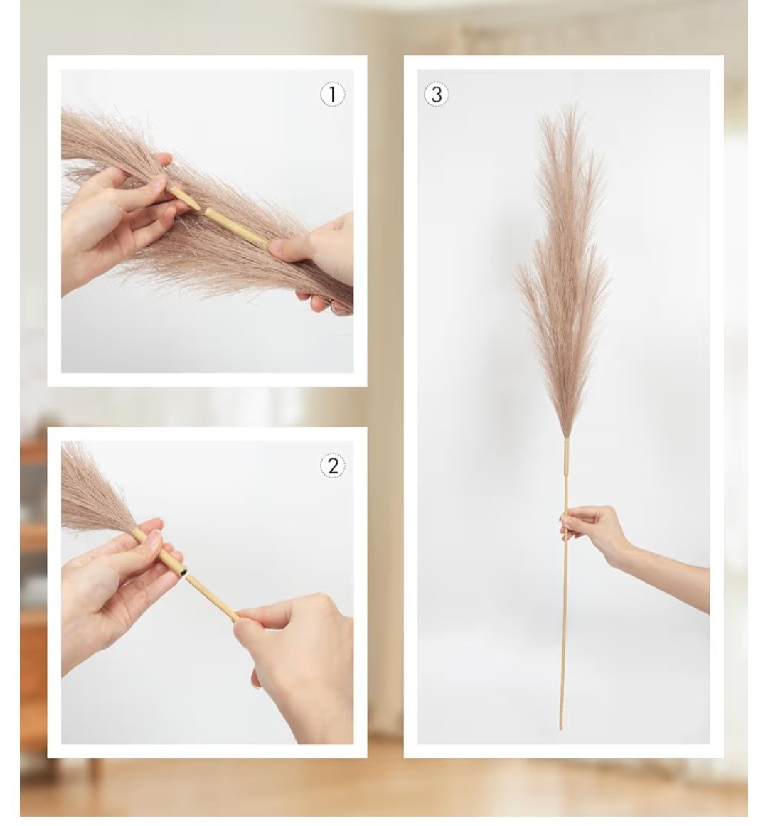 MUUNC 9 Pcs. 45″ Brown Pampas Grass Long Stem-Artificial-NEW IN ORIG PKG