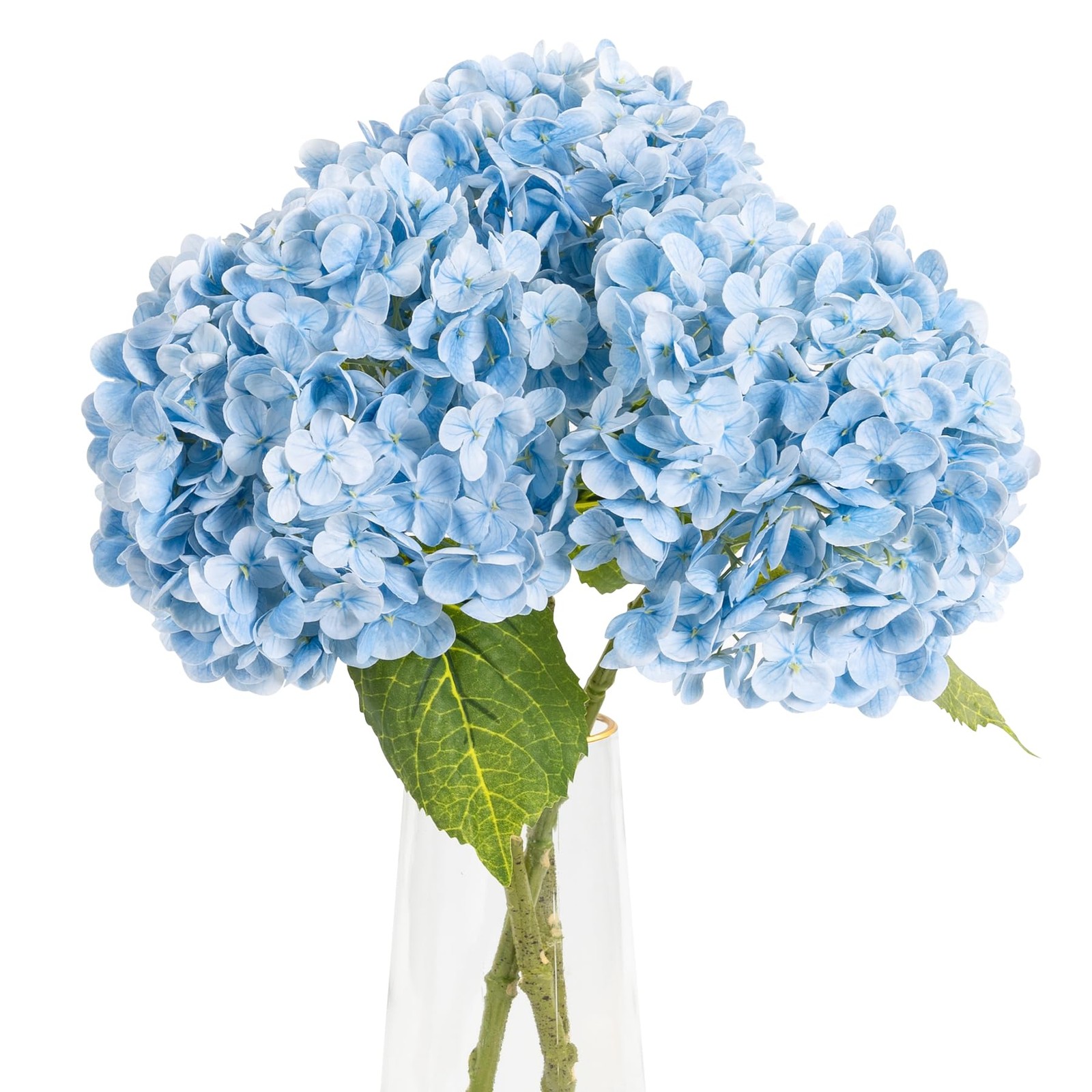 3 Pcs Light Blue Hydrangea Artificial Flowers,21 inches Latex Real Touch Faux…