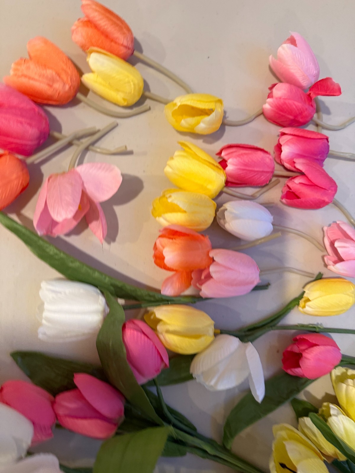 Lot Artificial Faux Silk Flowers Tulips yellow pink white (Sh17)
