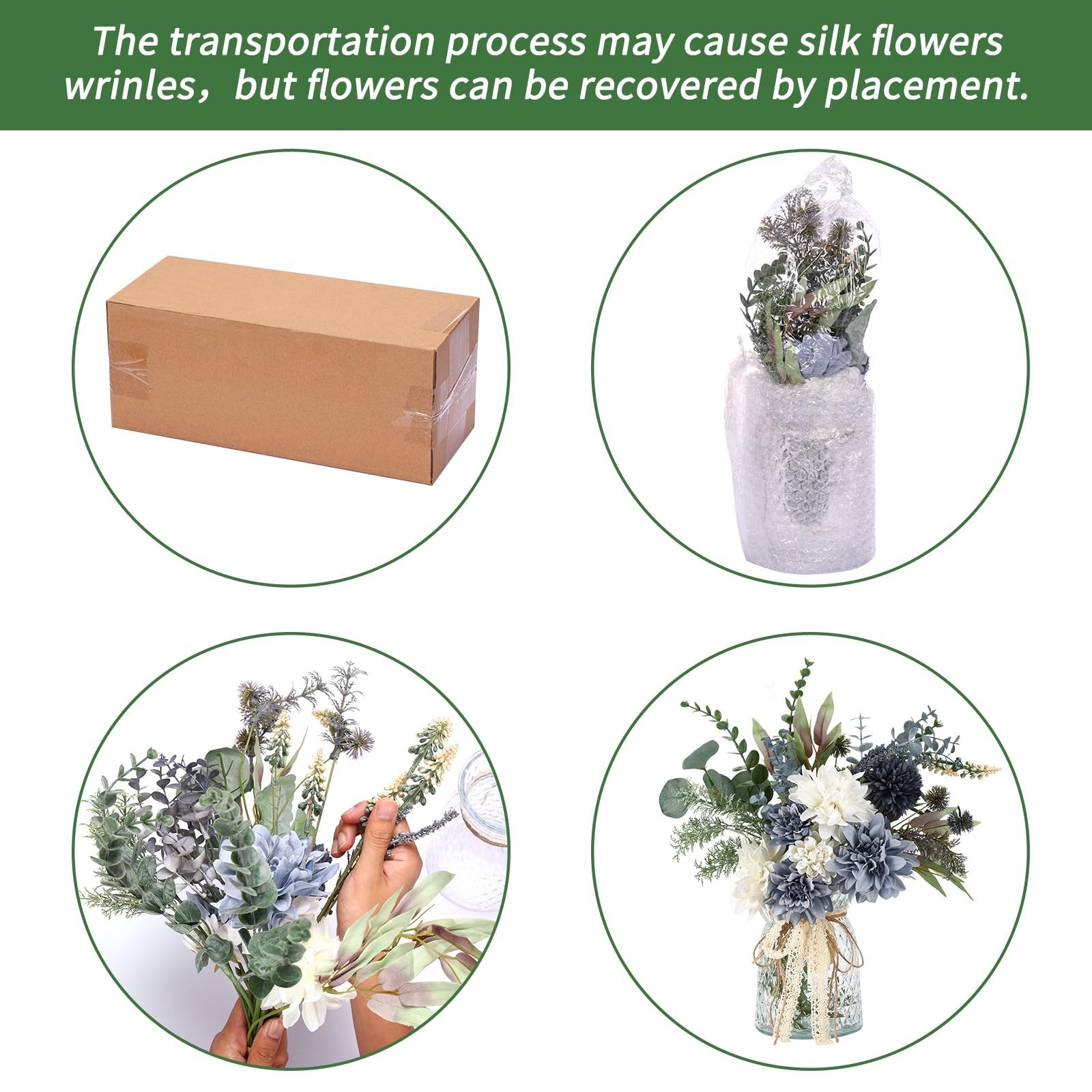 Artificial Flower Arrangement in Vase – Fake Floral Centerpiece Decor for Home,