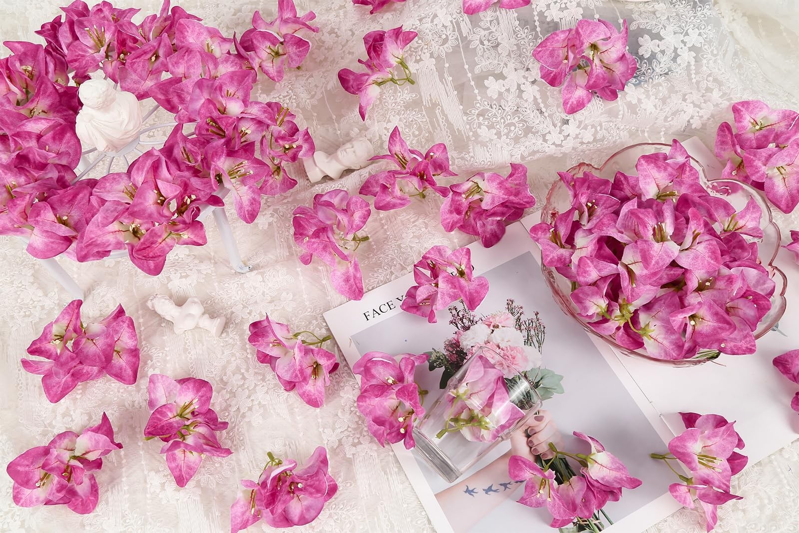 50PCS Bougainvillea Artificial Flower Heads,Fake Bougainvillea Realistic Silk…