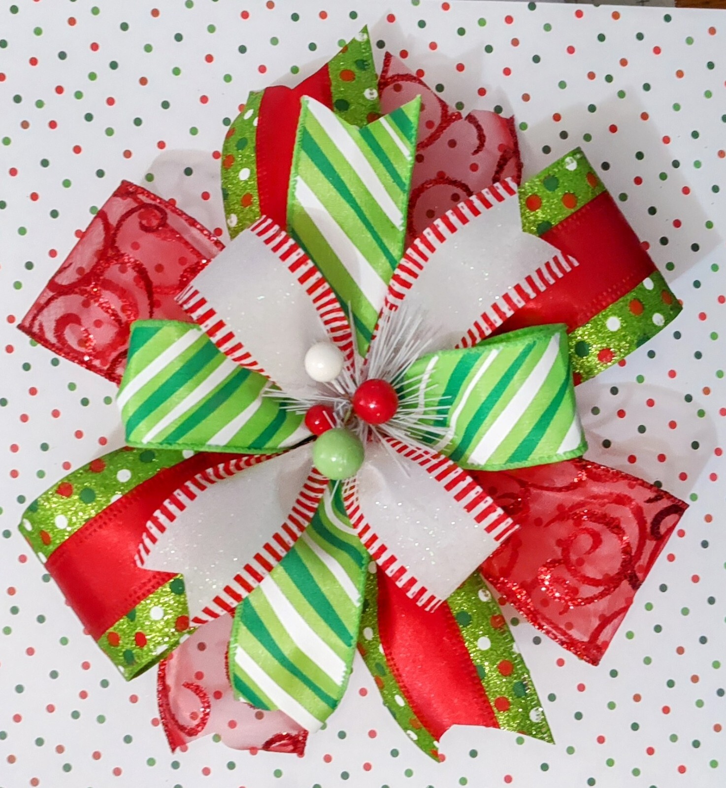 8×8 Grinch Inspired Wreath Bow, Lantern Bow, Door Hanger Bow, Swag or Mantle Bow