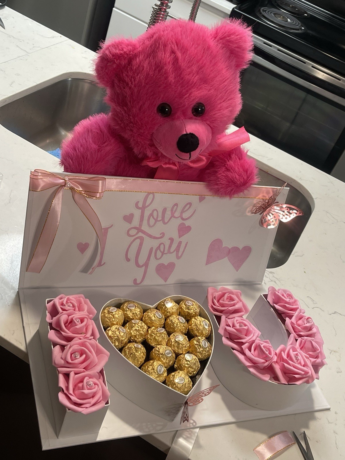 Box Gift I Love You With Chocolate For Woman with teddy