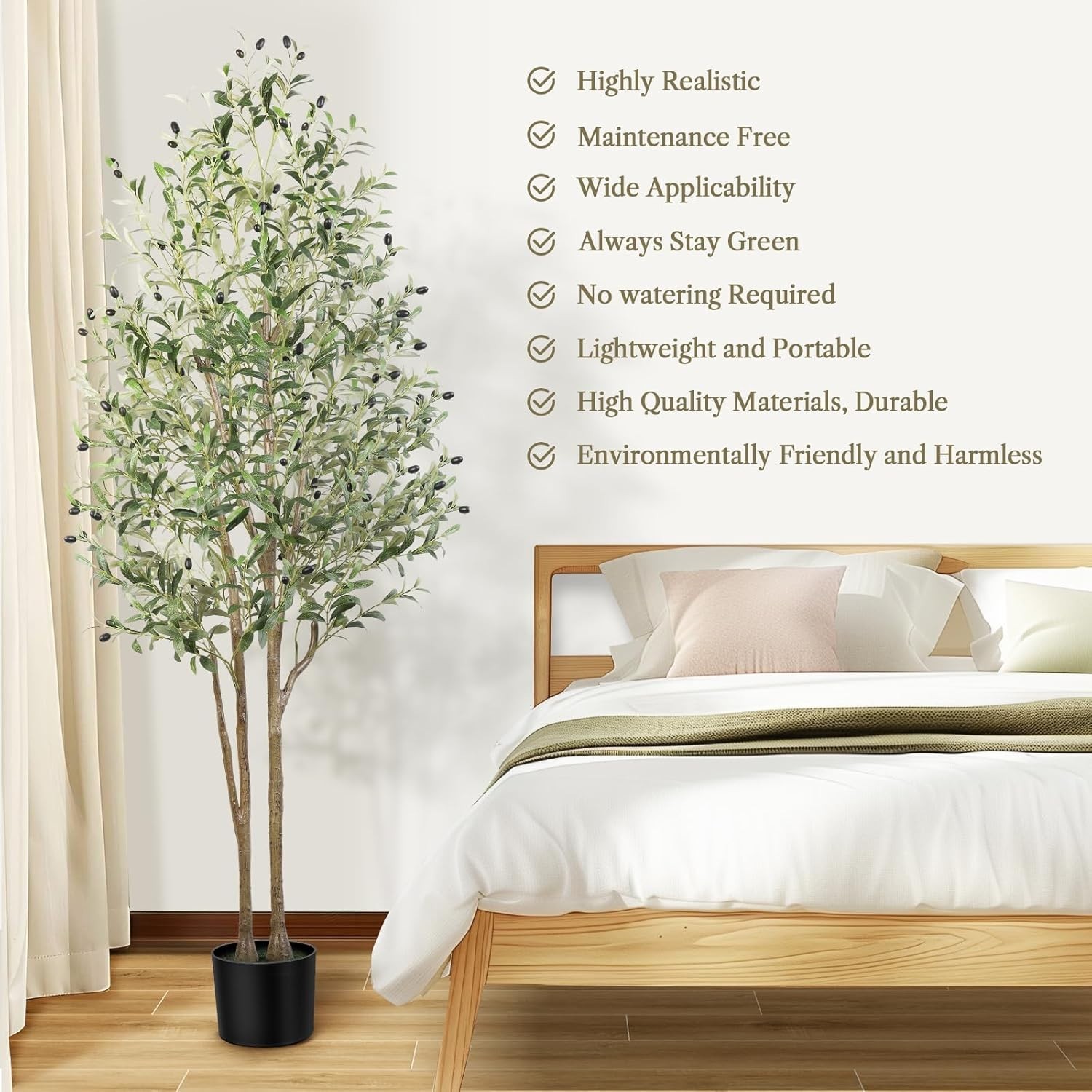 Artificial Olive Tree Potted Fake Plant with Fruits BLACK Planter Home Office In