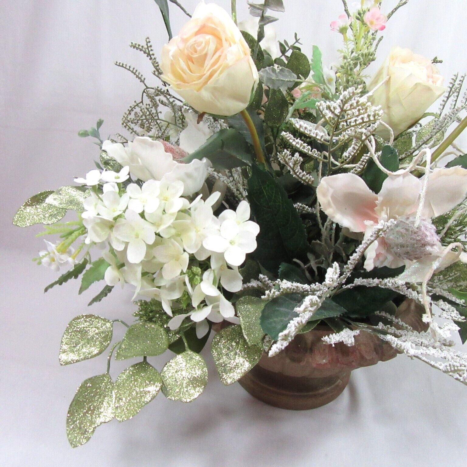 Artificial Rose Floral White Table Centerpiece Large Silk Flower Arrangement