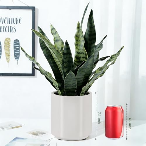 Fake Snake Plant 22″ Tall, Realistic Touch Leaves, Potted 22 Inch Snake