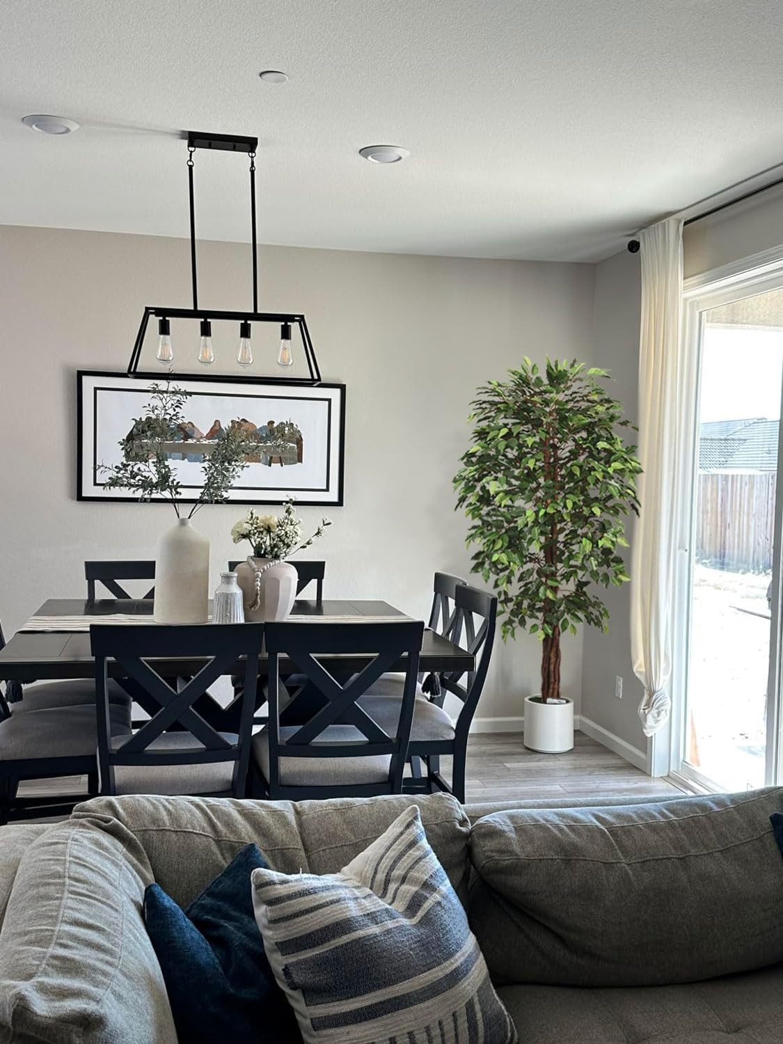 6ft Faux Ficus Silk Tree with Pot for Indoor Outdoor
