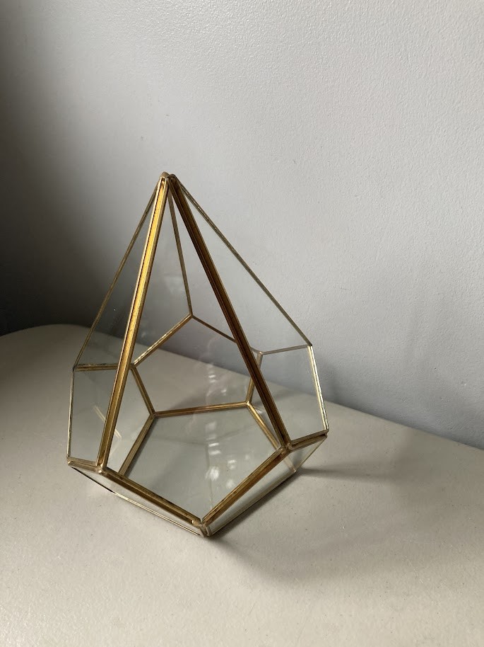 Vintage Clear Glass Geometric Teardrop Terrarium Air Plant Display Art Container