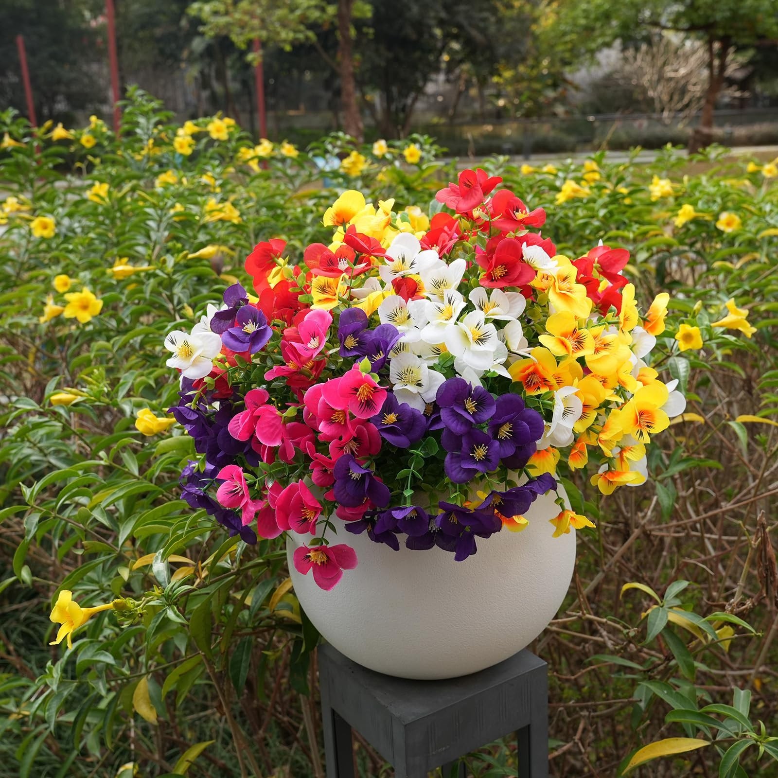 20 Pcs UV Resistant Artificial Pansies – Realistic Fake Flowers for Garden & Pat