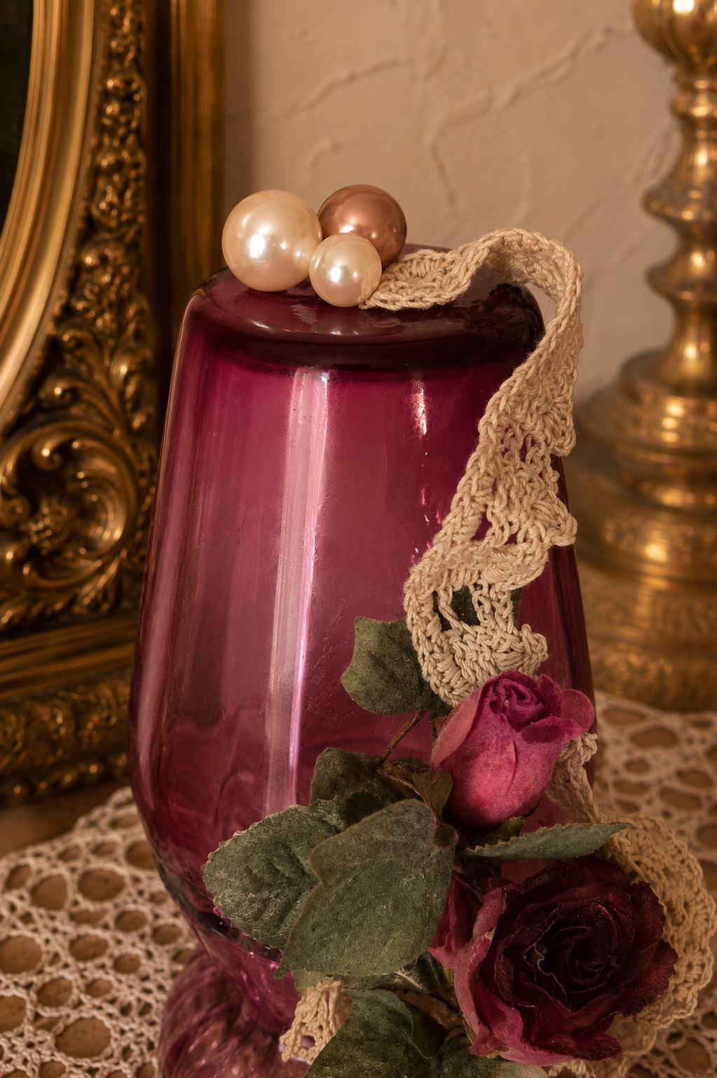 Shabby Chic Victorian Romance Glass Sculpture OOAK Wedding, Gift, Birthday