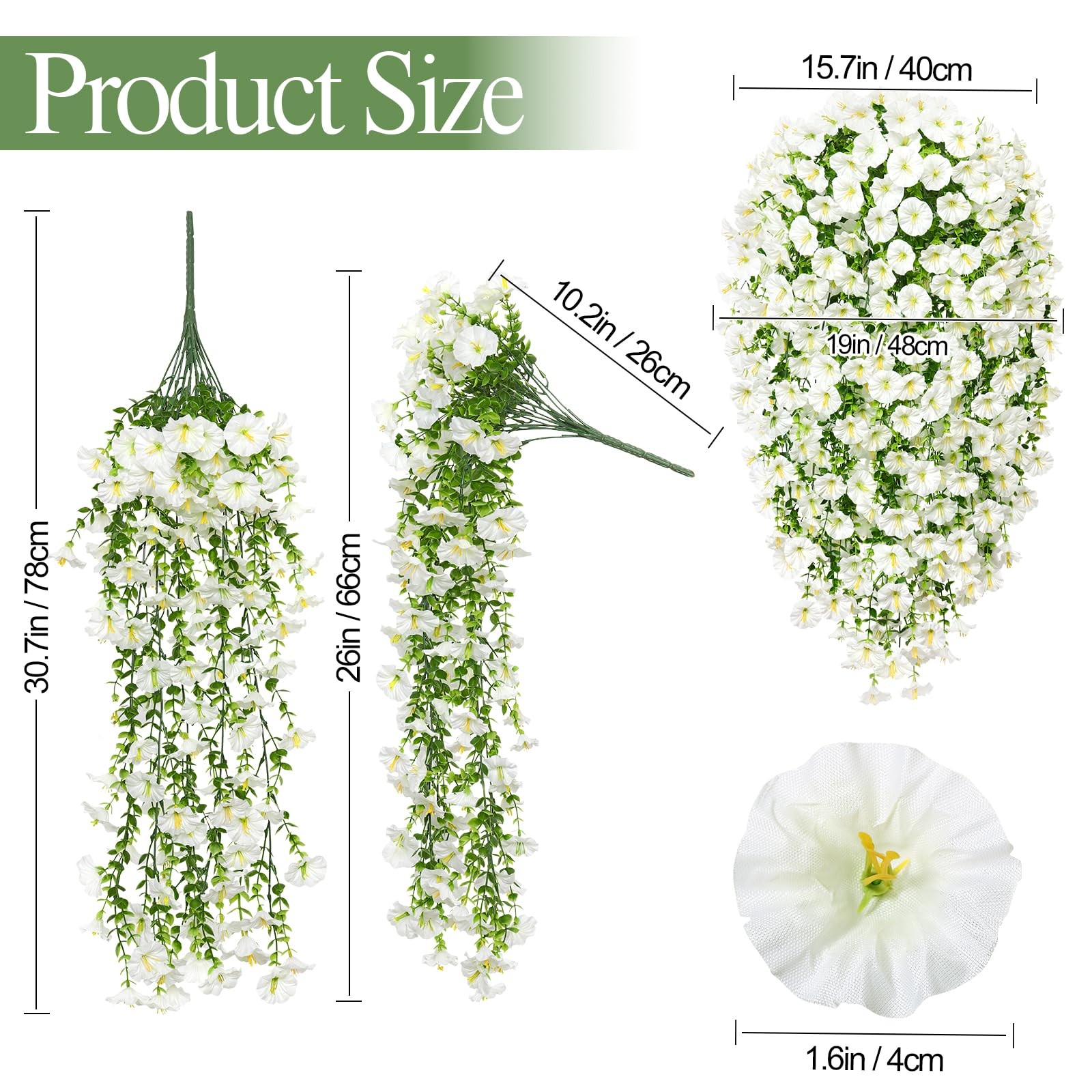 Artificial Fake Hanging Flowers Plants for Outdoor Decoration 2PCS Faux Silk …
